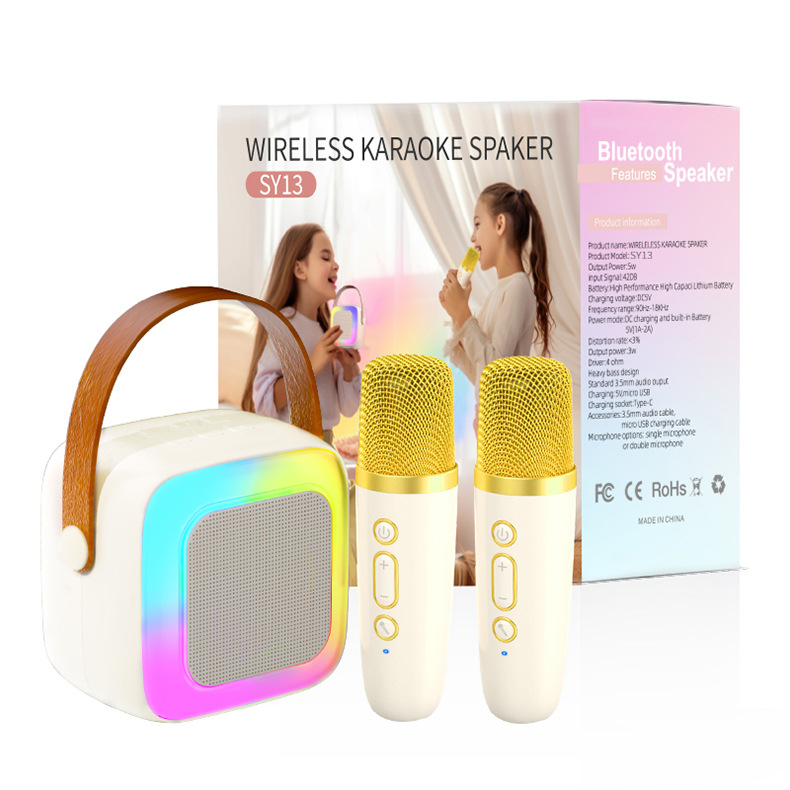 Cross border popular karaoke Bluetooth speaker, outdoor high and low frequency dazzling lights, wireless microphone, multifunctional Bluetooth speaker-Shenzhen City Jie Xing Sheng Electronic Technology Co., Ltd.